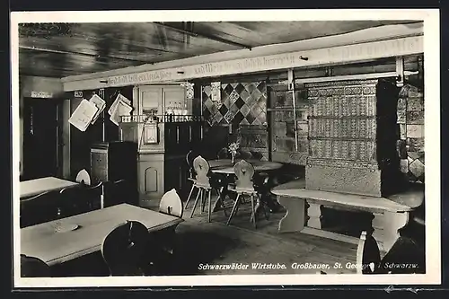 AK St. Georgen i. Schwarzw., Gasthaus Schwarzwälder Wirtstube Grossbauer, Innenansicht