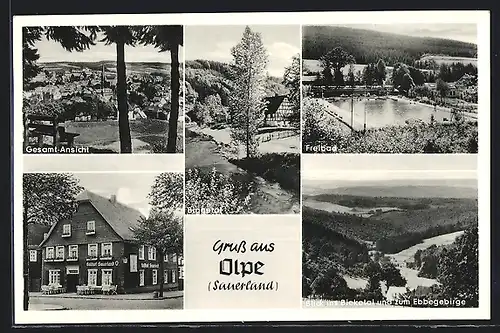 AK Olpe i. W. /Sauerland, Gasthof Sauerland, Markt 2, Freibad, Biggetal