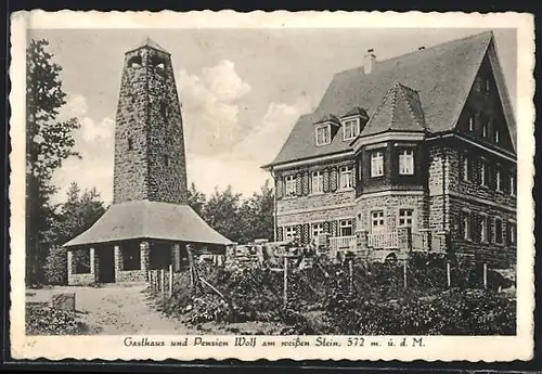 AK Heidelberg, Gasthaus und Pension Wolf am weissen Stein