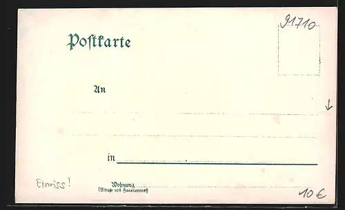 Lithographie Gunzenhausen, Schranne Strasse mit Realschule, Distrikts-Krankenhaus