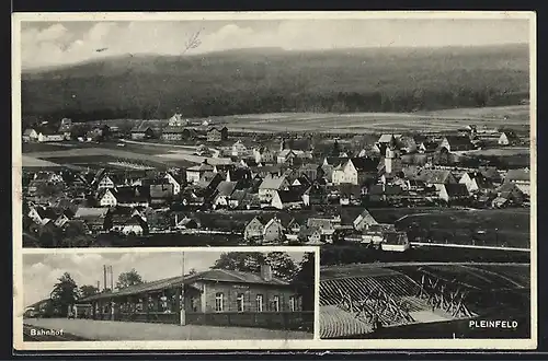 AK Pleinfeld, Bahnhof und Ortsansicht