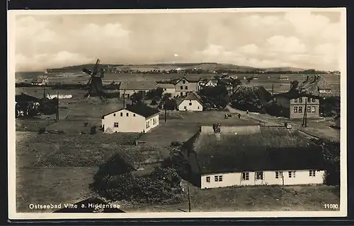 AK Vitte a. Hiddensee, Ortsansicht mit Mühle