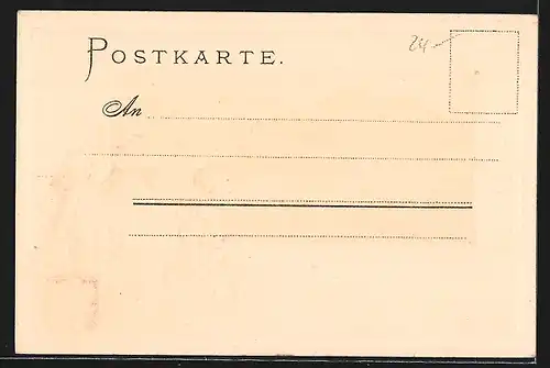 Passepartout-Lithographie Blankenburg i. Schwarzathal, Panoramablick auf die Ortschaft, Wappen