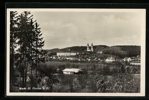 AK St. Florian, Panoramaansicht mit dem Stift St. Florian