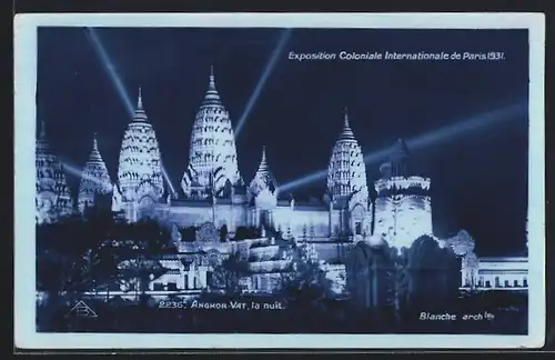 AK Paris, Internationale Kolonial-Ausstellung 1931, Angkor-Vat a la nuit