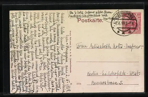 AK Neu-Ruppin, Partie im Tempelgarten