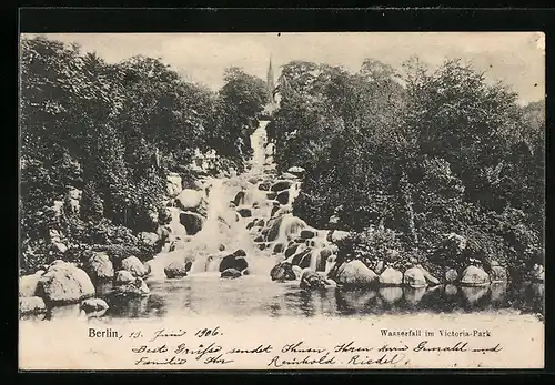 AK Berlin-Kreuzberg, Wasserfall im Victoria-Park