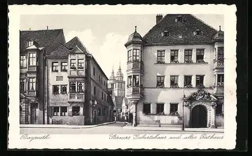 AK Bayreuth, Altes Rathaus und Stirners Geburtshaus mit Restaurant