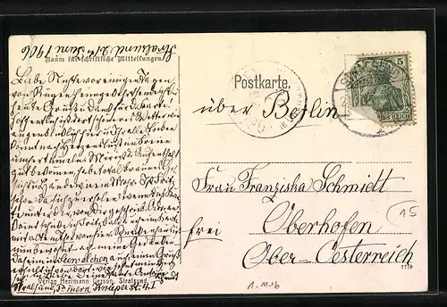 AK Stralsund, Blick über den Knieperteich zum Stadtkern