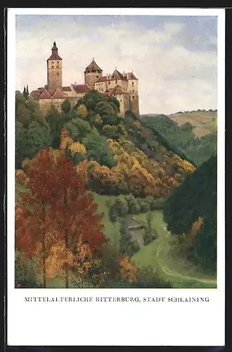 Künstler-AK Schlaining, Mittelalterliche Ritterburg