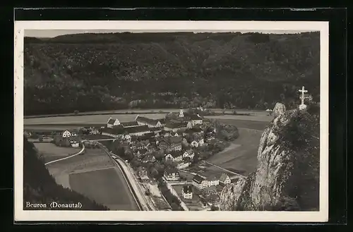 AK Beuron, Panorama mit Ort und Kloster