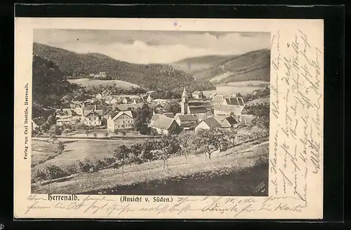 AK Herrenalb, Teilansicht mit Kirche von Süden