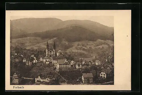 AK Forbach, Ortspartie mit Kirche