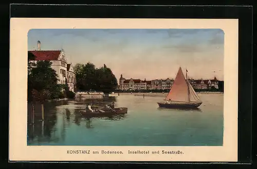 AK Konstanz am Bodensee, Inselhotel und Seestrasse