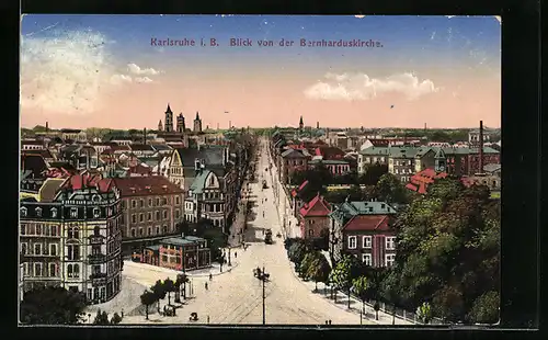 AK Karlsruhe i. B., Blick von der Bernharduskirche