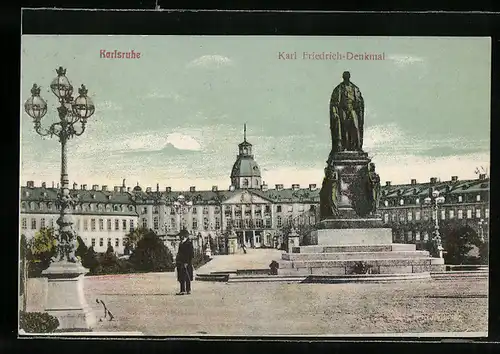 AK Karlsruhe, Karl Friedrich-Denkmal