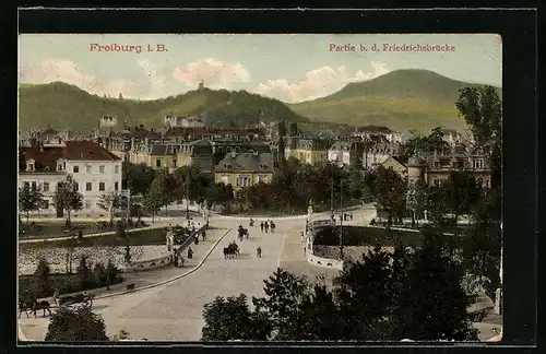 AK Freiburg i. B., Partie b. d. Friedrichsbrücke