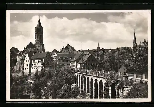 AK Rottweil a. Neckar, Ortspartie am Viadukt