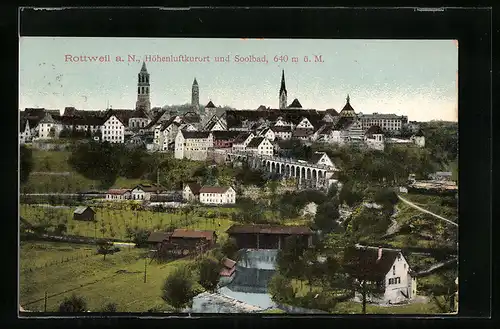 AK Rottweil, Panorama mit Viadukt