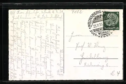 AK Weinsberg, Ortsansicht mit Weibertreu