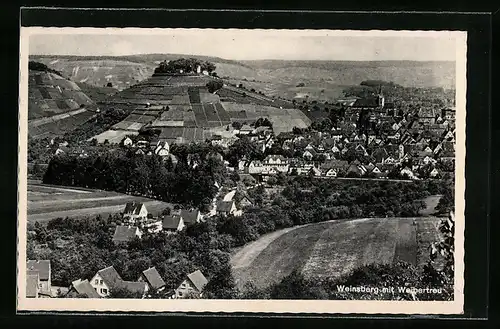 AK Weinsberg, Ortsansicht mit Ruine Weibertreu