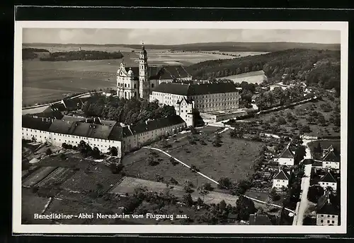 AK Neresheim, Fliegeraufnahme d. Benediktiner-Abtei
