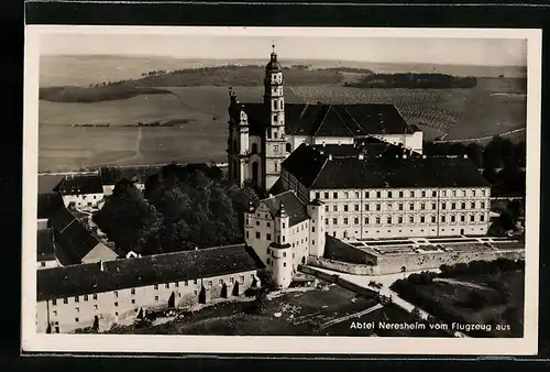 AK Neresheim, Blick auf Abtei vom Flugzeug aus