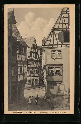 AK Wimpfen /Neckar, Häusergruppe in der Salzgasse