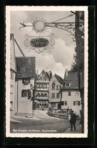 AK Bad Wimpfen, Hauptstrasse mit Gasthof zur Sonne