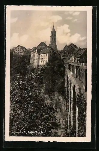 AK Rottweil a. N., Blick auf Hotel nebst Brücke