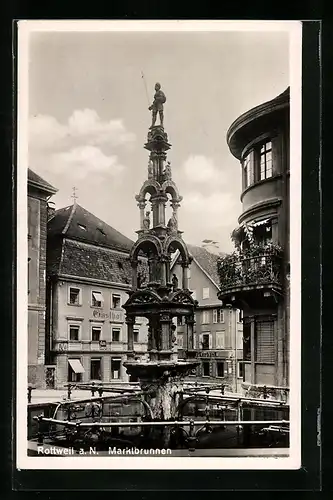 AK Rottweil a. N., Blick auf den Marktbrunnen