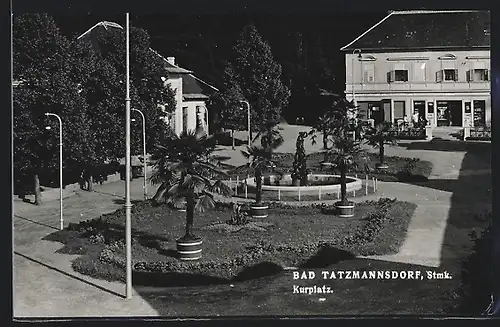 AK Bad Tatzmannsdorf, Kurplatz mit Brunnen