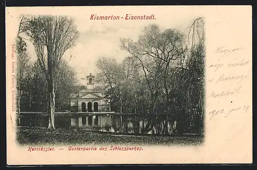 AK Eisenstadt /Kirsmarton, Gartenpartie des Schlossparkes