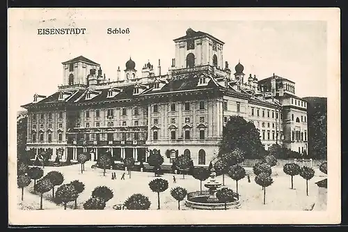 AK Eisenstadt, Schloss mit Brunnen