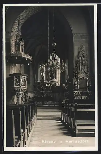 AK Mariasdorf, Kirche, Innenansicht mit Kanzel und Altar