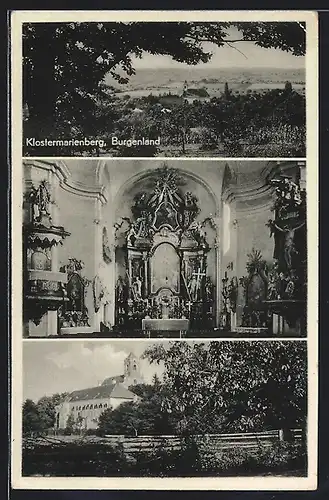 AK Klostermarienberg, Kirche, Altar, Ortsansicht