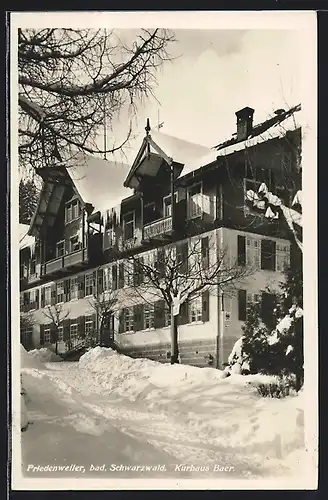 AK Friedenweiler i. Schwarzwald, Kurhaus Baer im Schnee