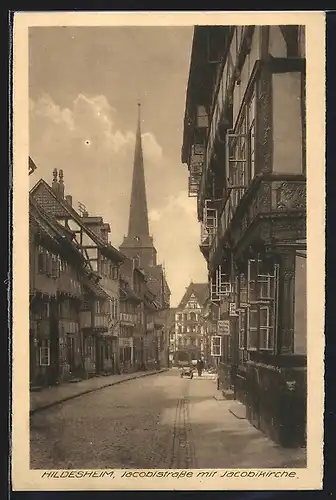 AK Hildesheim, Jacobistrasse mit Jacobikirche