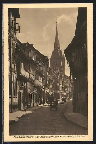 AK Hildesheim, Alt-Marktstrasse mit Andreaskirche