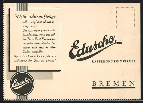 AK Bremen, Eduscho Kaffee Grossrösterei, Liste für Bestellungen