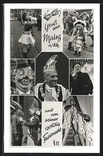 AK Mainz, und von seiner goldig Fassenacht, Jecken, Fasching