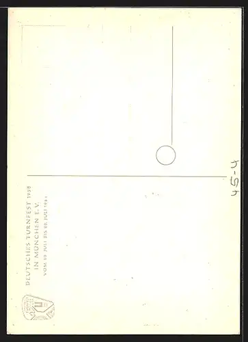 AK München, Deutsches Turnfest 1958, gezeichnete Turner im Sprung