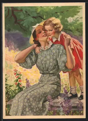 AK Sommermode für Frauen und Kinder, Indanthrenfarbige Baumwollstoffe