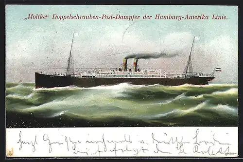 AK Doppelschrauben-Post-Dampfer Moltke der Hamburg-Amerika Linie
