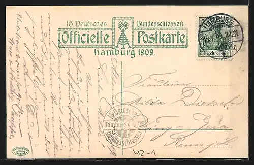 AK Hamburg, 16. Deutsches Bundesschiessen 1909, Festzug, Die Hammaburg