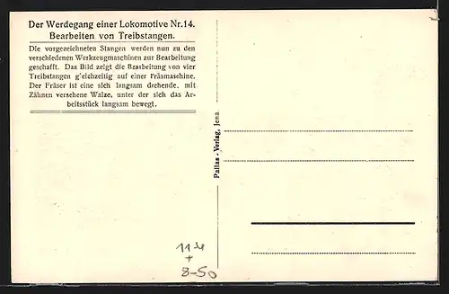 AK Berlin-Tegel, A. Borsig G. m. b. H., Werdegang einer Lokomotive, Bearbeiten von Treibstangen