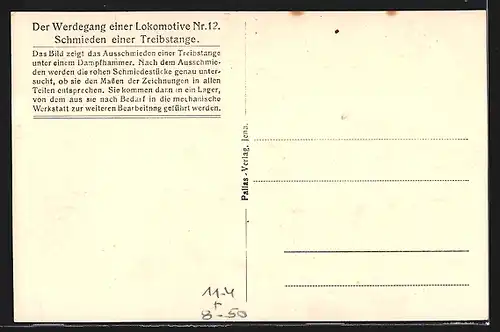 AK Berlin-Tegel, A. Borsig G. m. b. H., Werdegang einer Lokomotive, Schmieden einer Treibstange