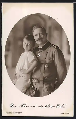 AK Kaiser Wilhelm II. und sein ältester Sohn