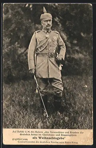 AK Kaiser Wilhelm II. in Uniform mit Pickelhaube und Eisernem Kreuz