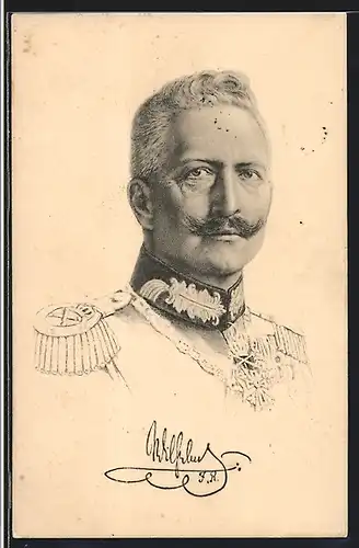 AK Kaiser Wilhelm II. in Uniform mit Epauletten